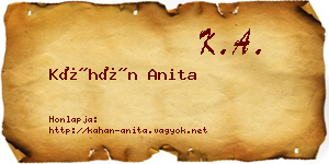 Káhán Anita névjegykártya