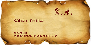 Káhán Anita névjegykártya